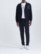 Cárdigan azul marino felpa maxi insignia Hombre-1