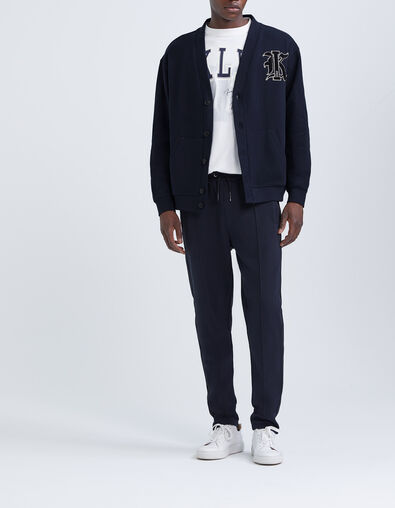 Cárdigan azul marino felpa maxi insignia Hombre - IKKS