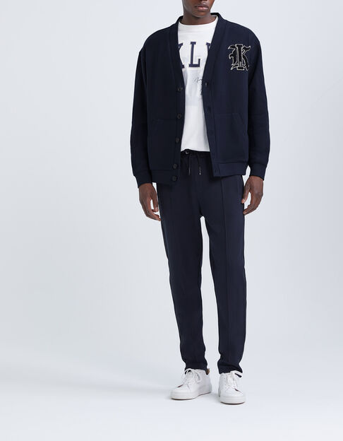 Men’s navy sweatshirt fabric cardigan with XL badge - IKKS