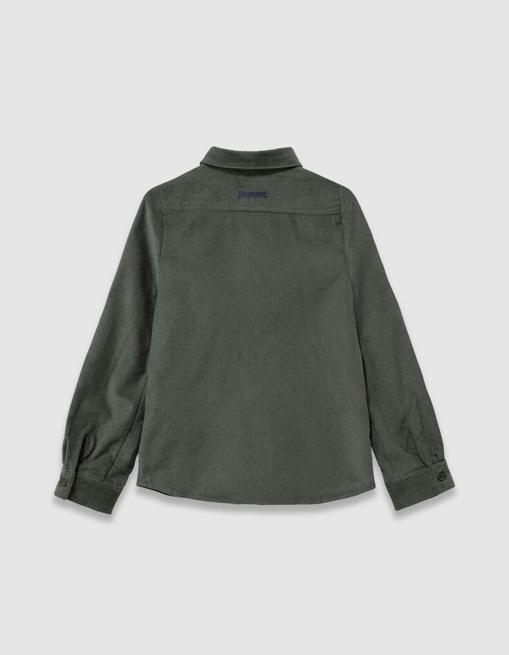 Khaki Jungenhemd lange Ärmel Velours Punkte-4 Khaki Jungenhemd lange Ärmel Velours Punkte-4