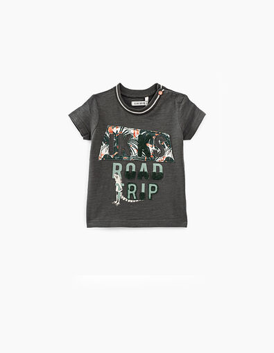 Tee-shirt vert foncé à typo bouclette bébé garçon  - IKKS