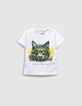 T-shirt blanc visuel lynx à lunettes bio bébé garçon -1
