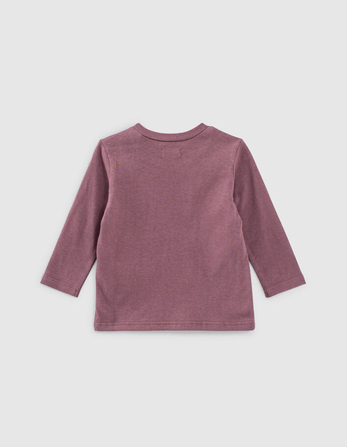 Dark purple T-shirt biokatoen opdruk helm babyjongens  - IKKS
