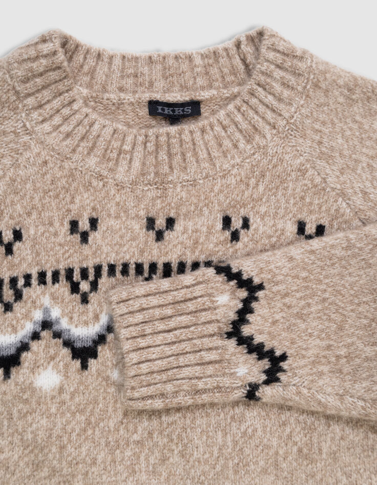 Beige gebreide wintertrui jacquard jongens-5