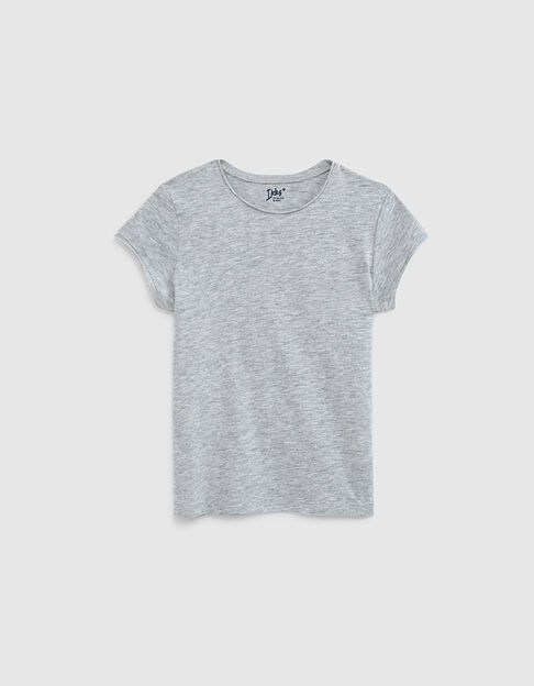 Girls’ grey Essential organic cotton T-shirt - IKKS