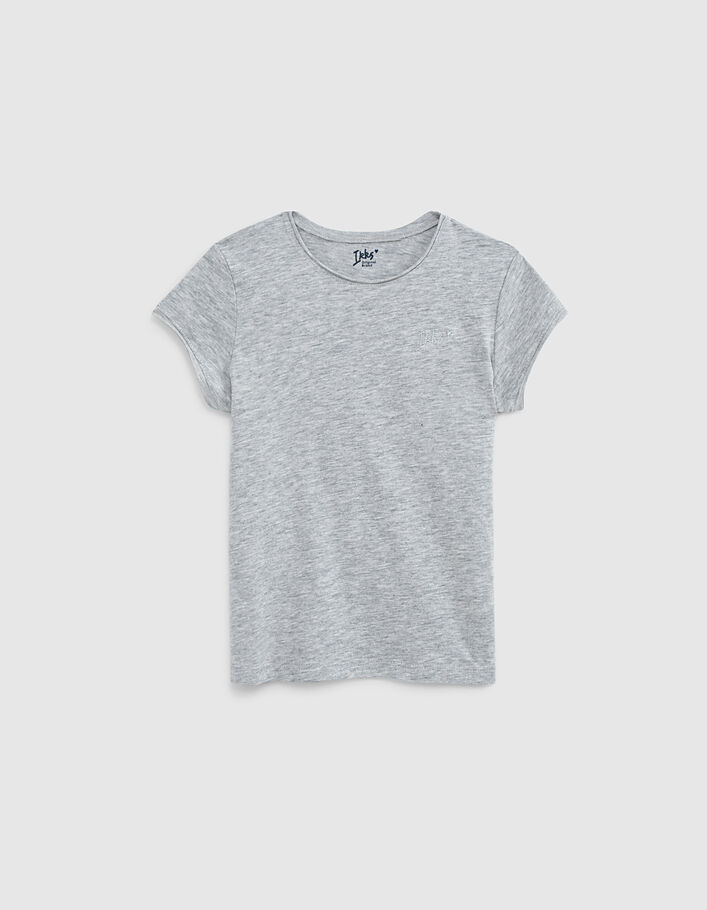 Tee-shirt gris Essentiel en coton bio fille-1
