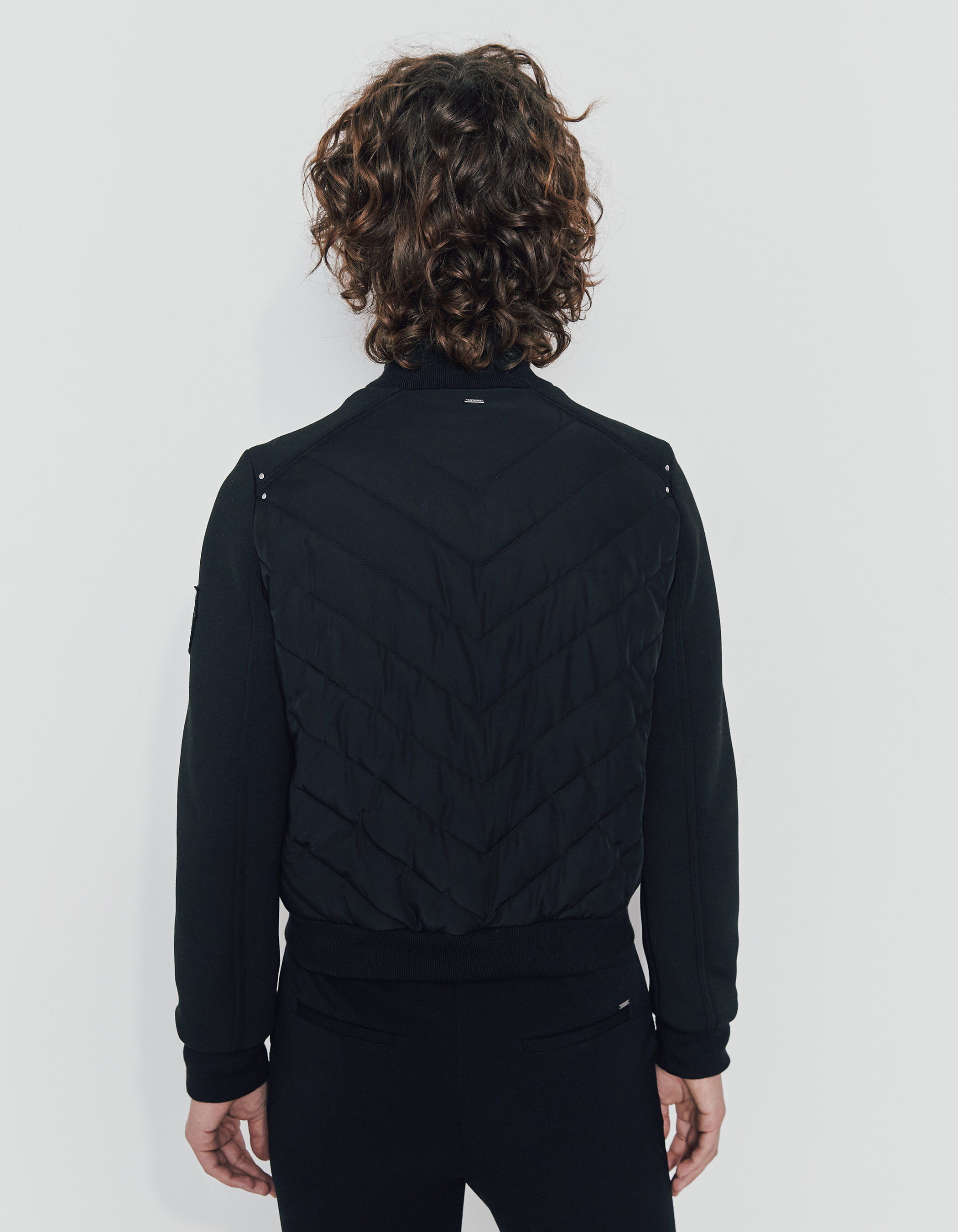 Women s black chevron quilting light padded jacket IKKS