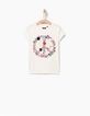 Camiseta blanco roto Peace & Love flores niña-2