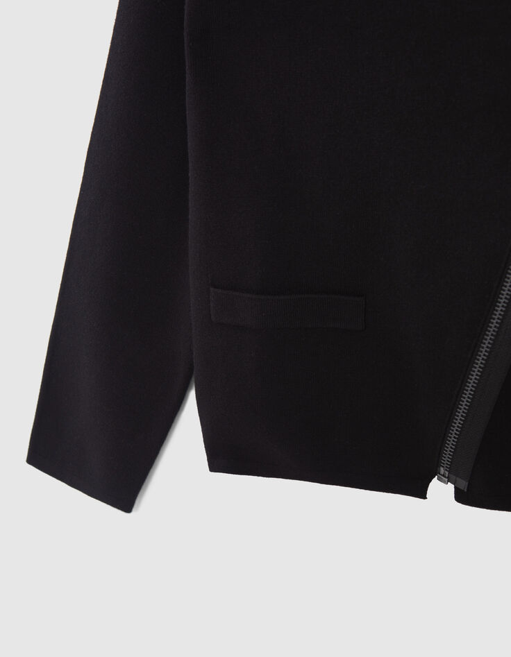 Women’s black knit cardigan with asymmetric zip-5