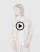 Cardigan beige zippé molleton piqué garçon-9