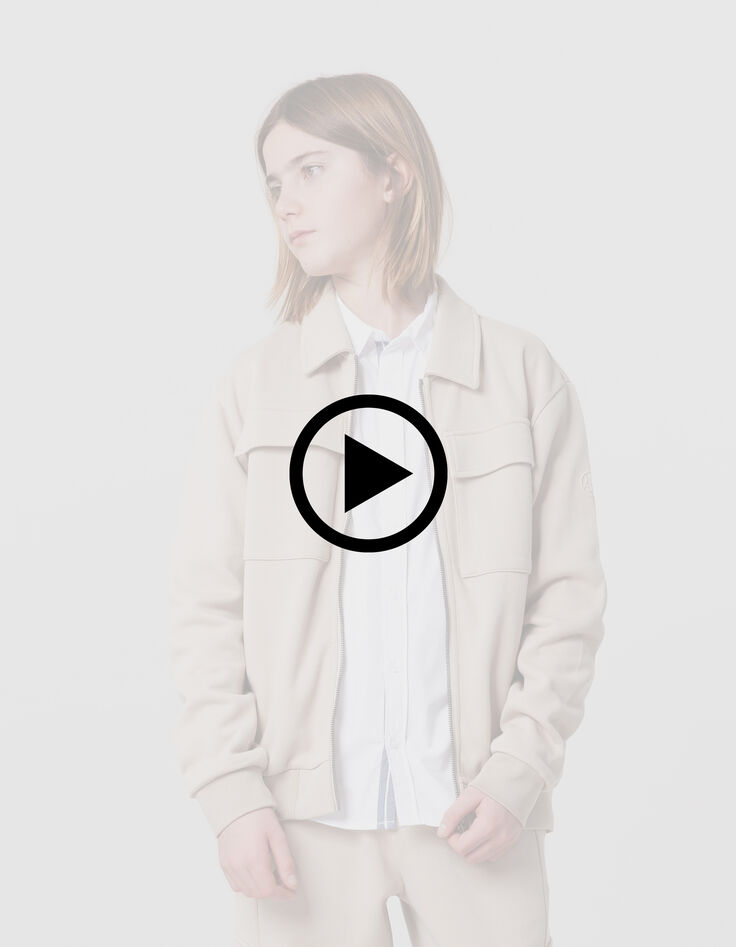 Beiger Jungencardigan, Piqu&eacute;-Molton, Zip-8