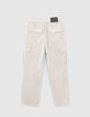Boys’ beige CARGO trousers with elasticated waist-3