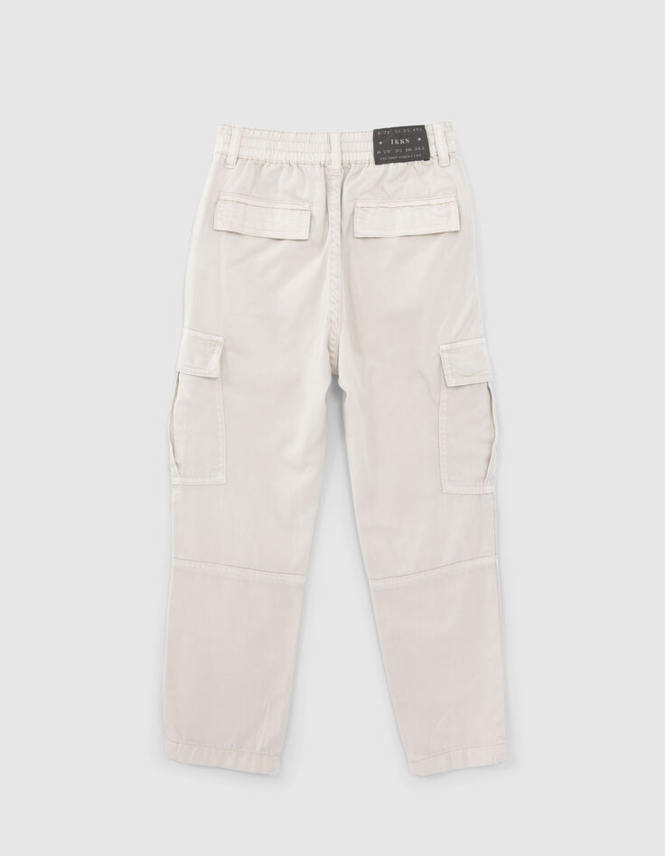Boys’ beige CARGO trousers with elasticated waist-3