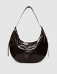 Sac demi-lune marron cuir glacé Allane Femme-1