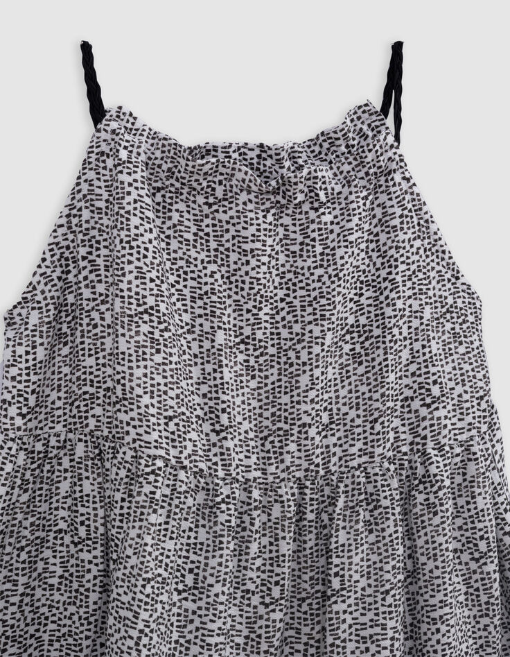 Robe longue noire imprimé graphique fille-4