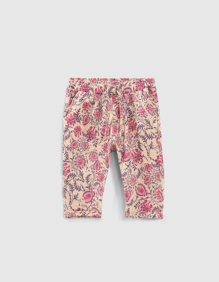 Rosa Hose aus Viskose mit Blumenprint für Babymädchen - IKKS