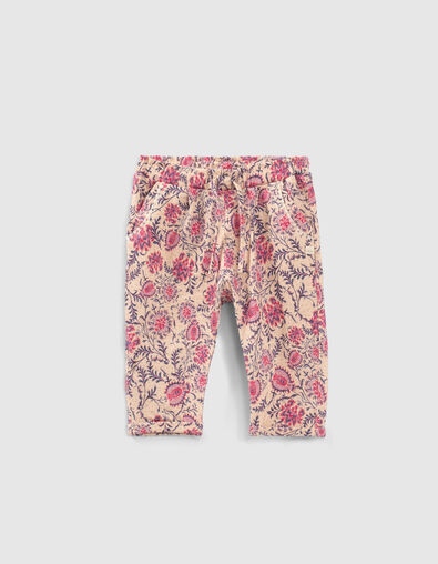 Roze broek kasjmier bloemenprint babymeisjes - IKKS