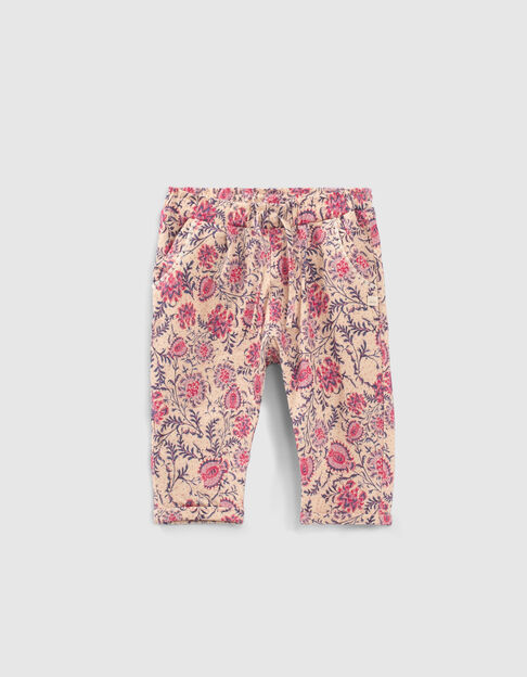 Pantalon rose imprimé floral cachemire bébé fille - IKKS