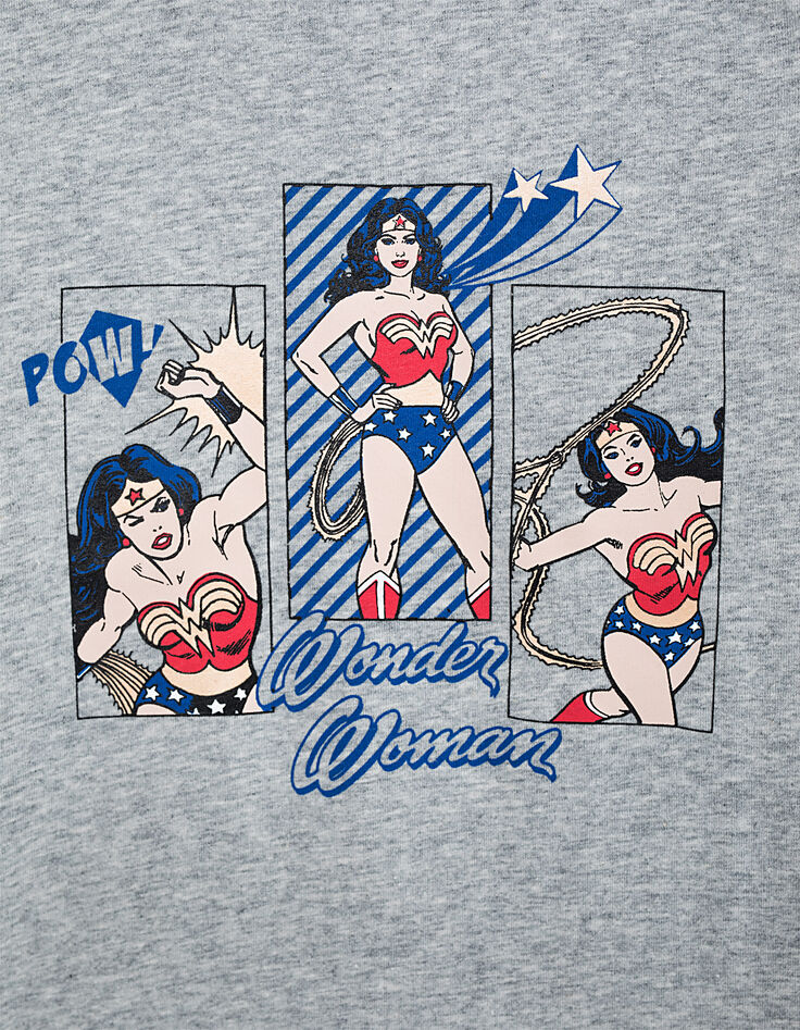 Sweat-shirt DC Comics Wonder Woman - Fille, Manches Courtes, Gris - Taille 5-6 Ans