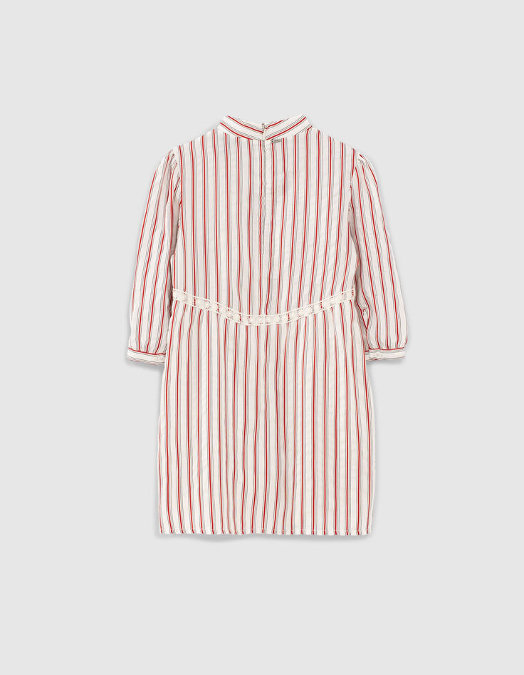 Robe écrue mini me à rayures rouges et noires fille -3