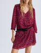 Robe courte rose imprimé léo rock recyclée Femme-2