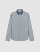 Chemise easy bleue motif carreaux manches longues Homme-6