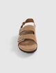 Women's sand suede sandals with eyelet straps-2