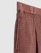 Pantalon large bordeaux gaze de coton Femme-9