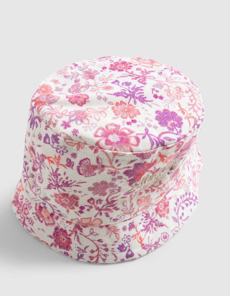 Bob lilas imprimé fleurs et broderie fille-4