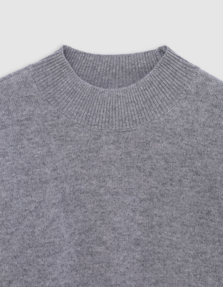 Mujer jersey de punto gris con tachuelas en la sisa-2