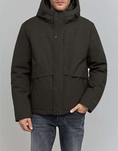 Men's WATERPROOF BREATHABLE granulated nylon khaki jacket - IKKS