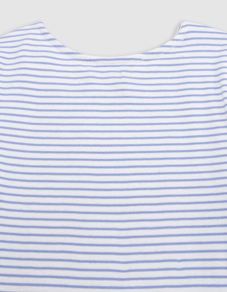 Wit T-shirt fijne blauwe strepen meisjes-3