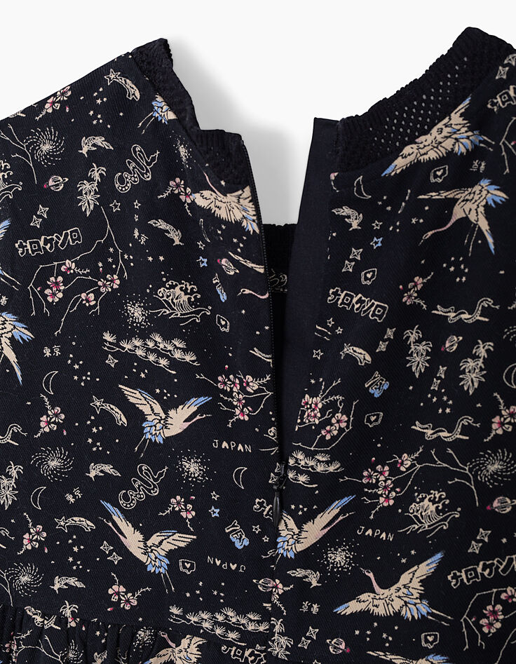 Girls’ white sweatshirt & black Sakura print 2-in-1 dress-8
