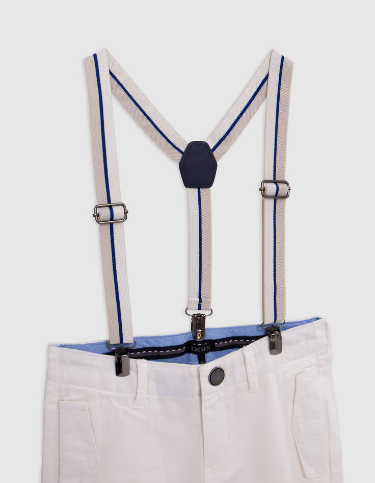 Boys' ecru Bermuda shorts with removable straps-4