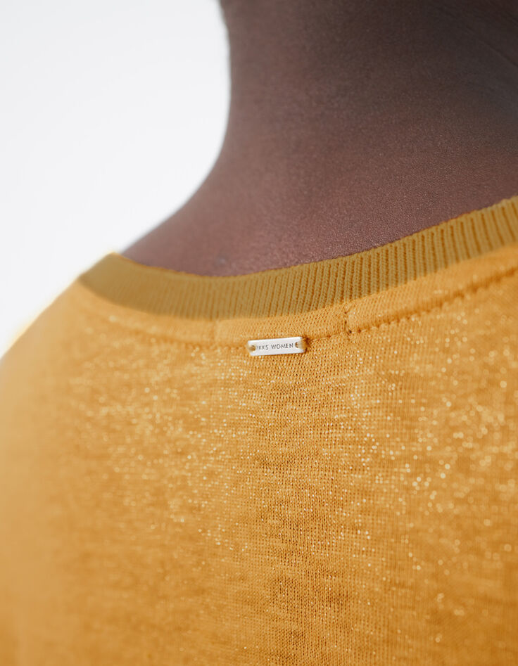 Safrangelbes Damen-T-Shirt aus Viskose mit V-Ausschnitt-5
