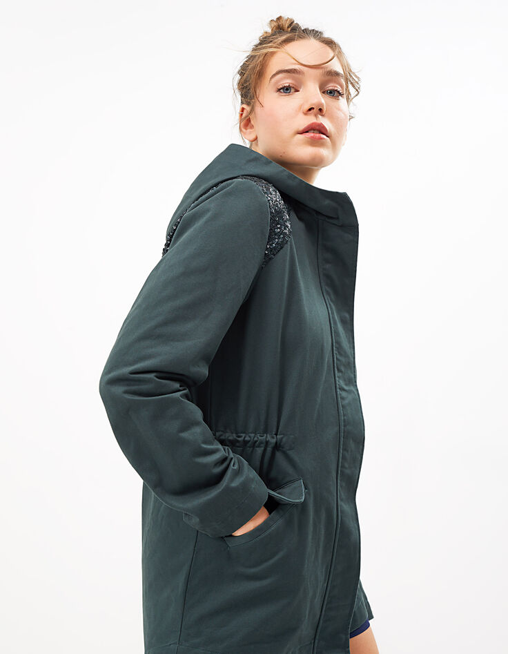 Azuurgroene parka lovertjes schouders I.Code-2 Azuurgroene parka lovertjes schouders I.Code-2