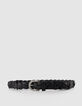 Women's Thin Black Braided Leather Belt-2