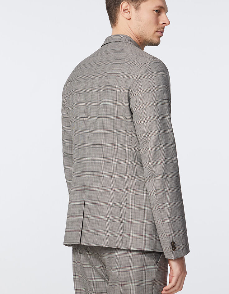 Men’s moka Prince of Wales check suit jacket-3