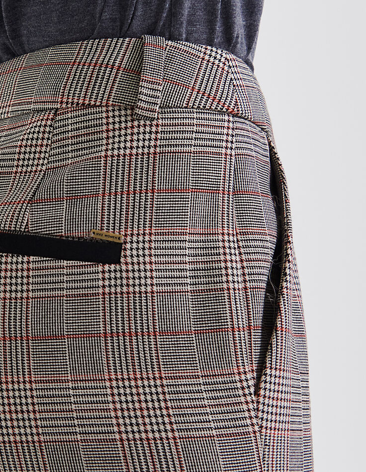 Women&rsquo;s checked semi-elasticated 7/8 tapered trousers-4
