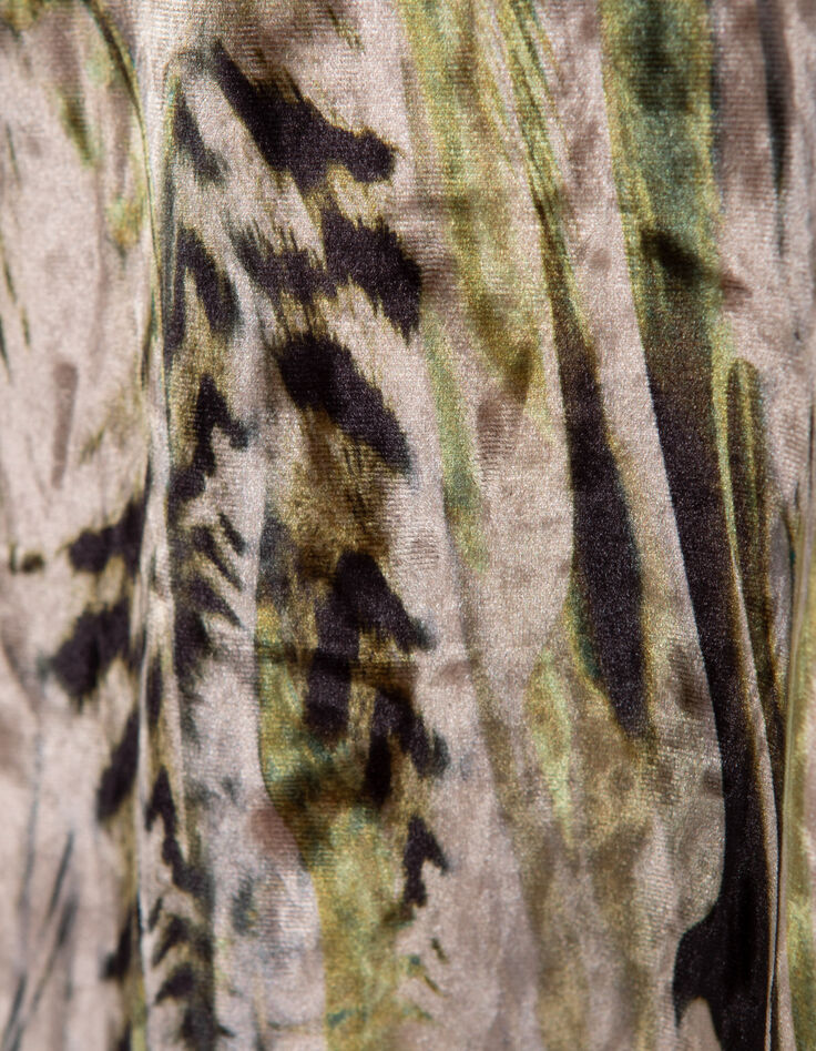 Beige fluwelen rok abstracte print Dames-7