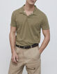 Men&rsquo;s light khaki slub short sleeve polo shirt-2