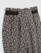 Zwarte vloeiende broek Ecovero® lelieprint meisjes-7
