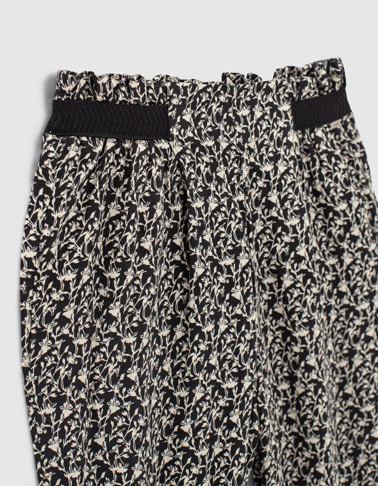Zwarte vloeiende broek Ecovero® lelieprint meisjes-7