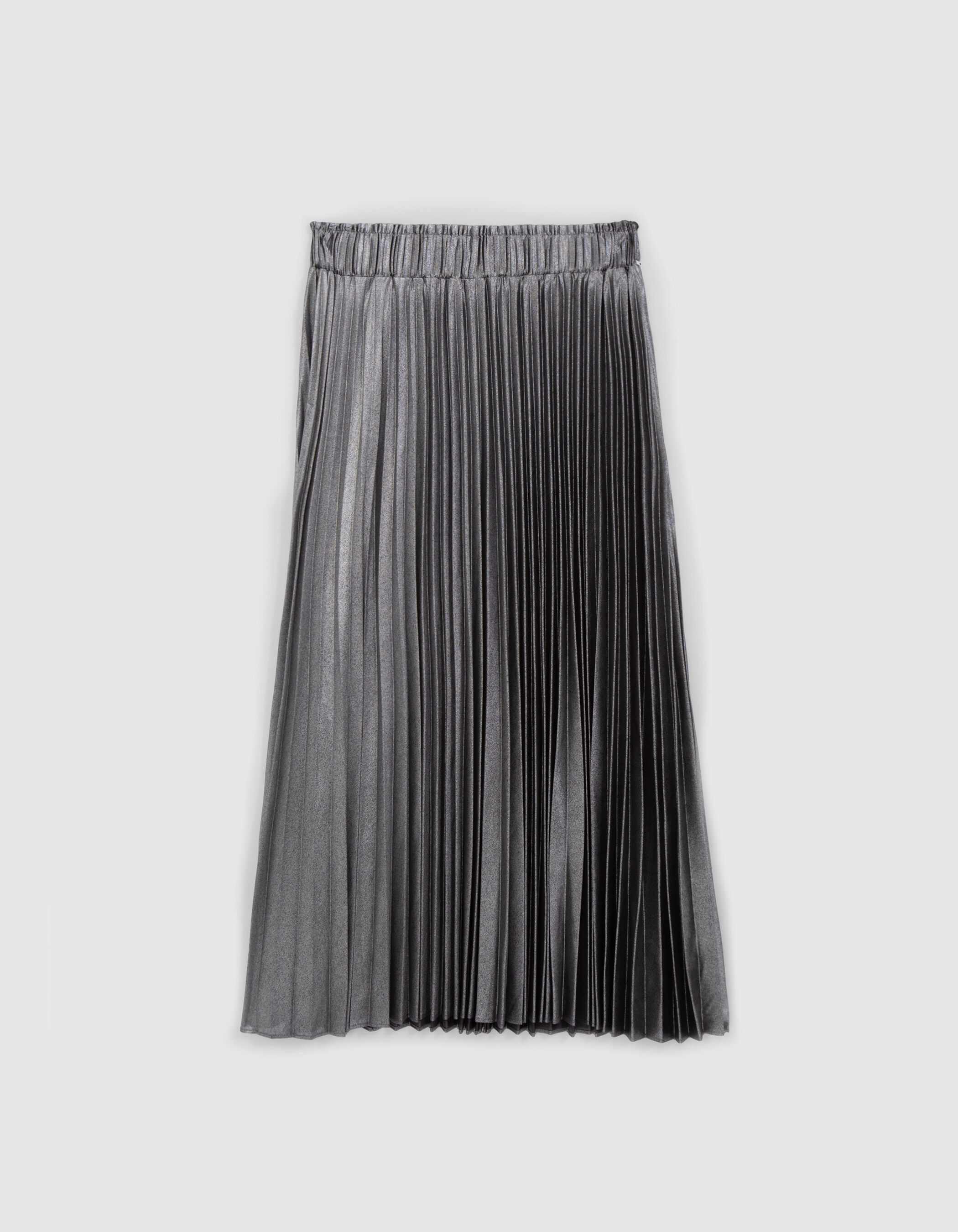 Women s silver pleated midi skirt