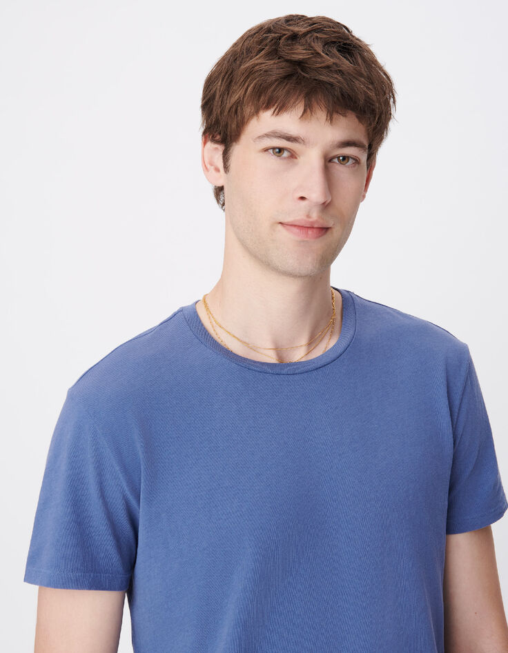 T-shirt col rond bleu coton bio Homme-4