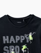 Tee-shirt noir Happy Spooky Party Halloween fille-2