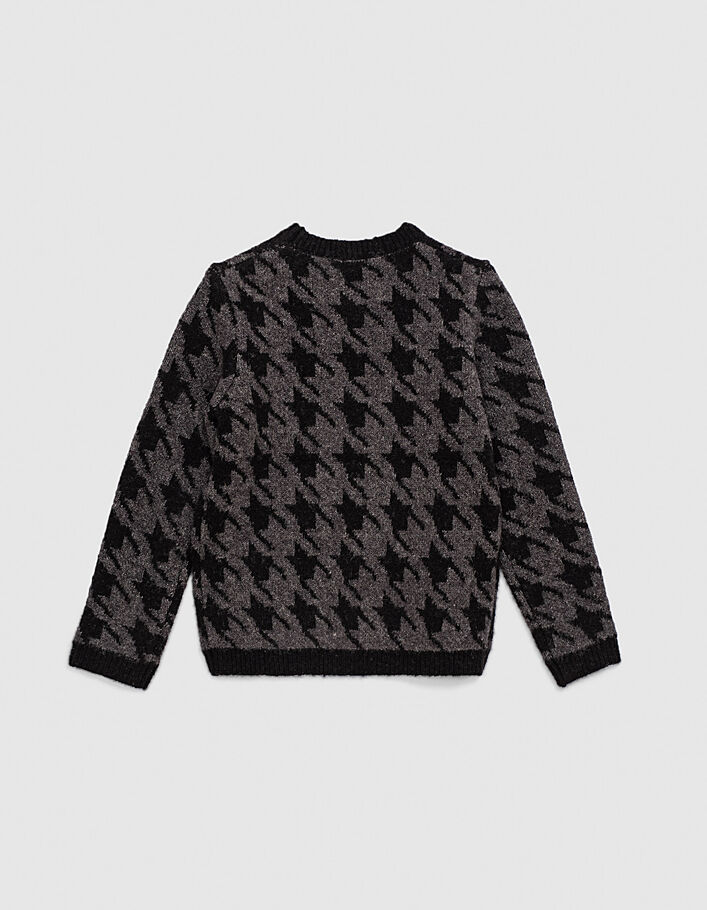 Boys’ black knit XL sweater with grey houndstooth - IKKS