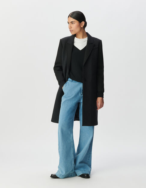 Abrigo gris bimaterial mangas negras mujer - IKKS
