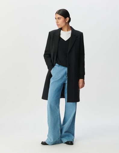Abrigo gris bimaterial mangas negras mujer - IKKS
