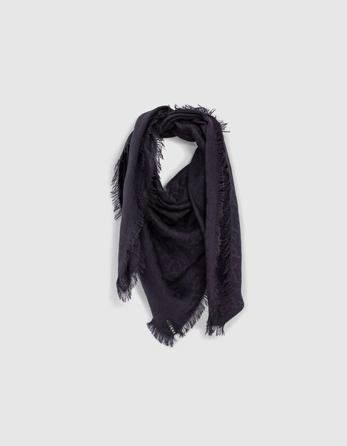 Women’s navy blue IKKS monogram jacquard scarf 